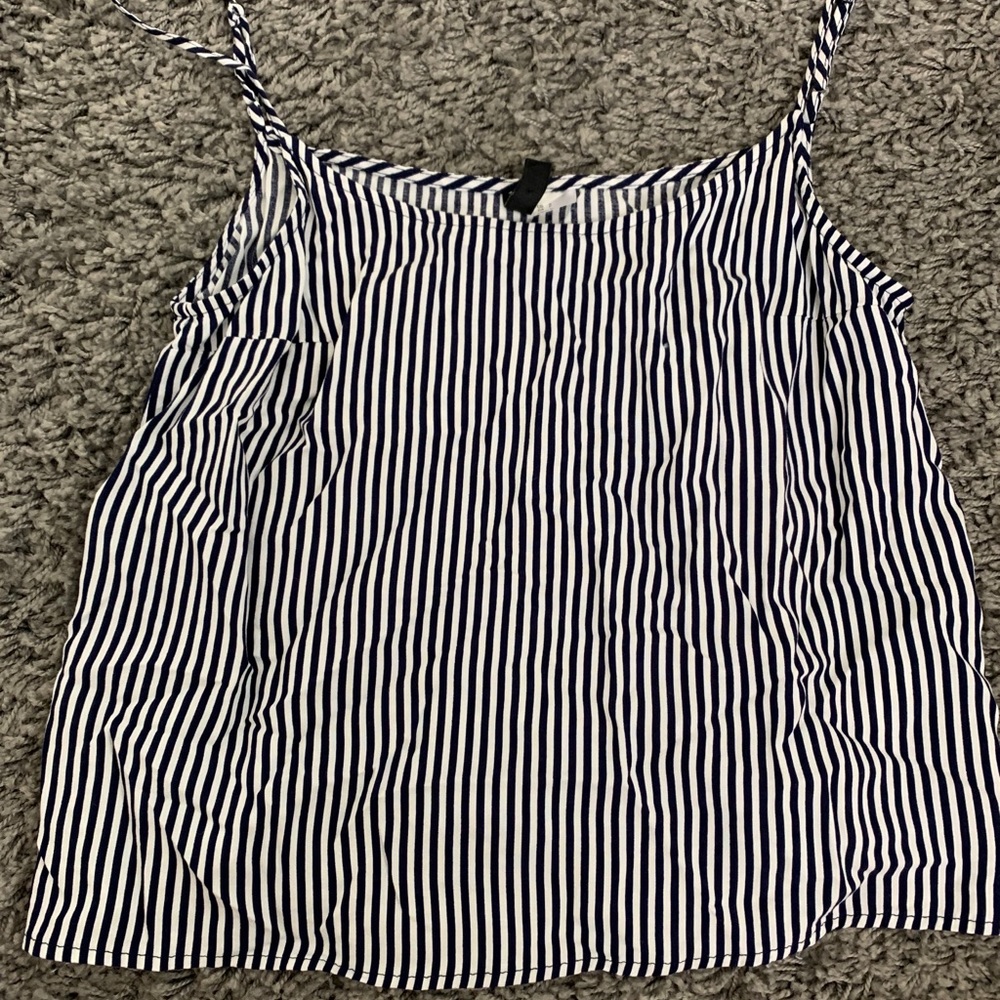 navy striped spaghetti strap top